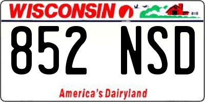 WI license plate 852NSD