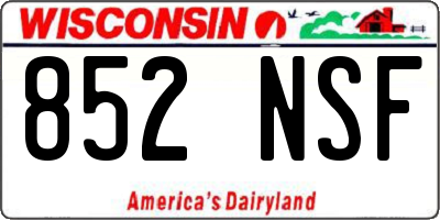 WI license plate 852NSF