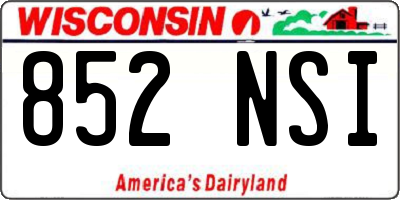 WI license plate 852NSI