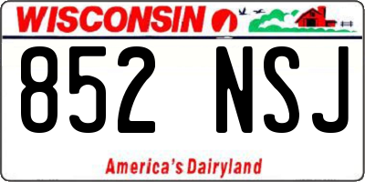 WI license plate 852NSJ