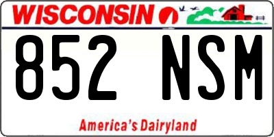 WI license plate 852NSM
