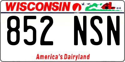 WI license plate 852NSN