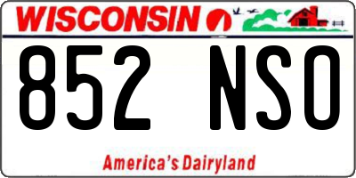 WI license plate 852NSO