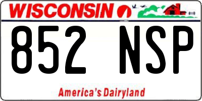 WI license plate 852NSP