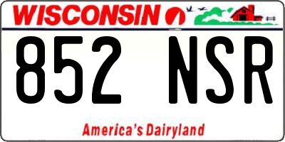 WI license plate 852NSR