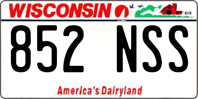 WI license plate 852NSS