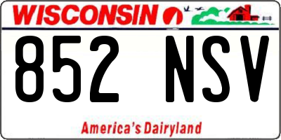 WI license plate 852NSV