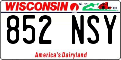 WI license plate 852NSY