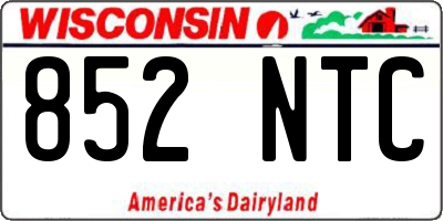 WI license plate 852NTC