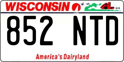 WI license plate 852NTD