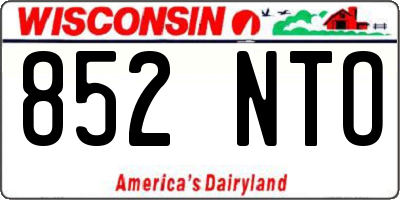 WI license plate 852NTO