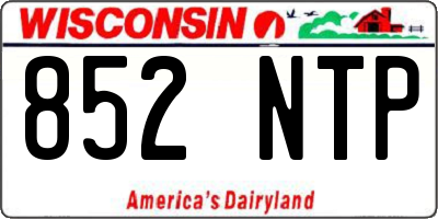 WI license plate 852NTP