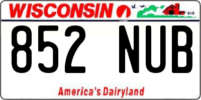 WI license plate 852NUB