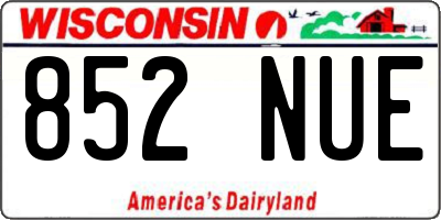 WI license plate 852NUE