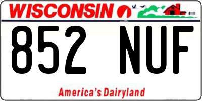 WI license plate 852NUF