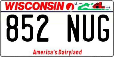 WI license plate 852NUG