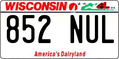 WI license plate 852NUL