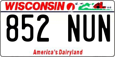 WI license plate 852NUN