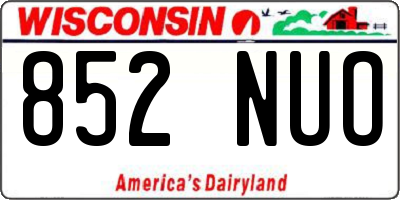 WI license plate 852NUO