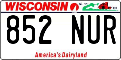WI license plate 852NUR