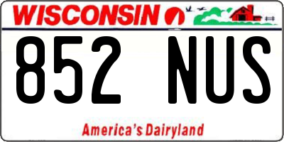 WI license plate 852NUS