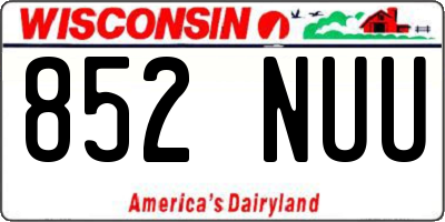 WI license plate 852NUU