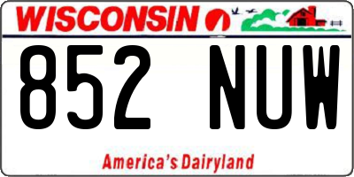 WI license plate 852NUW