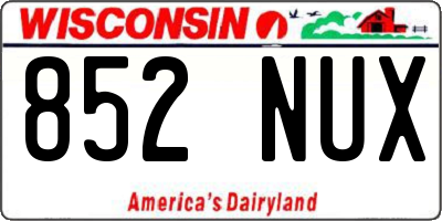 WI license plate 852NUX
