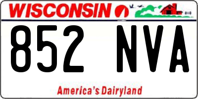 WI license plate 852NVA