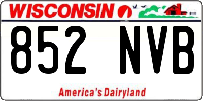 WI license plate 852NVB