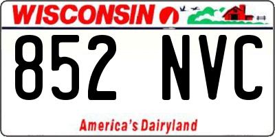 WI license plate 852NVC