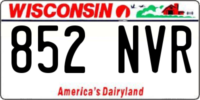 WI license plate 852NVR