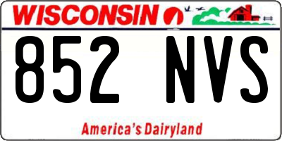 WI license plate 852NVS
