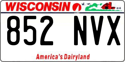 WI license plate 852NVX