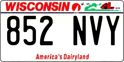WI license plate 852NVY