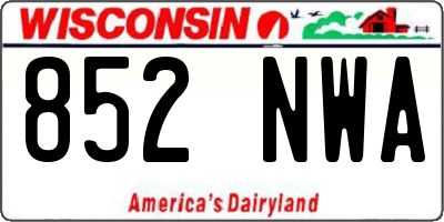 WI license plate 852NWA