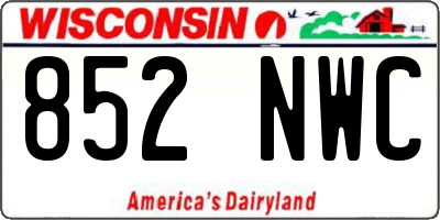 WI license plate 852NWC