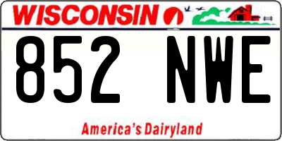 WI license plate 852NWE
