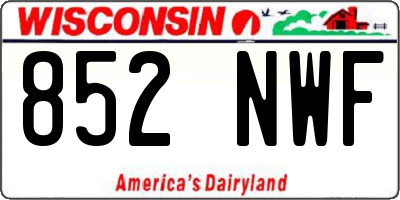 WI license plate 852NWF