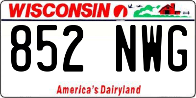 WI license plate 852NWG