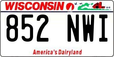 WI license plate 852NWI
