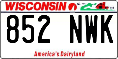 WI license plate 852NWK