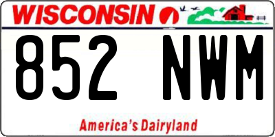 WI license plate 852NWM