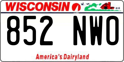 WI license plate 852NWO