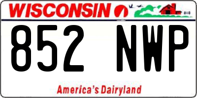 WI license plate 852NWP