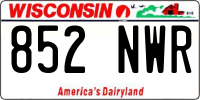 WI license plate 852NWR