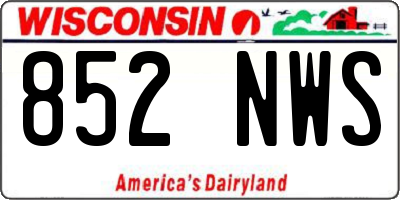 WI license plate 852NWS
