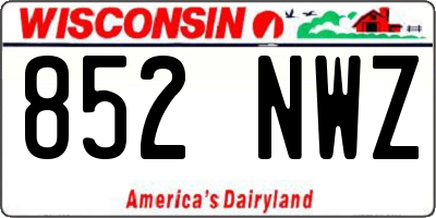 WI license plate 852NWZ