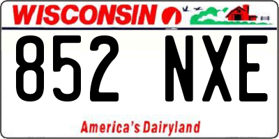 WI license plate 852NXE