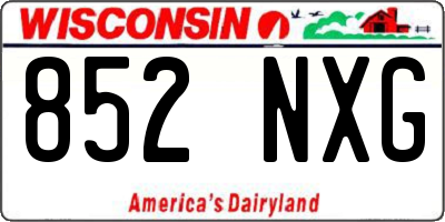 WI license plate 852NXG